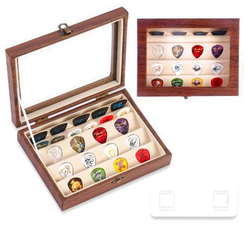 Swakuszy Guitar Pick Holder Case with 12-Grid for Guitar Players Fits 12-30 Guitar Picks Storage,Clear Guitar Pick Display Case with Dual Function of Display and Storage,All Size Picks Storage