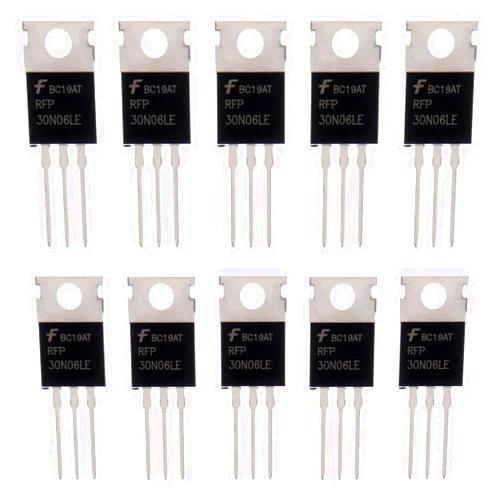 BOJACK RFP30N06LE MOSFET 30 A 60 V RFP30N06LE N-Channel Power MOSFET Transistor ESD Rated TO-220 (Pack of 10 Pcs)