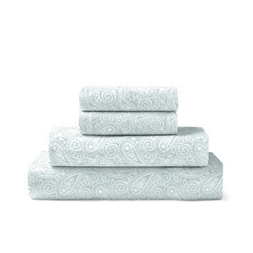 Brielle Home Flannel Sheet Set Cotton Soft Warm & Cozy Modern Chic with Elastic Deep Pockets, Full, Paisley Park Spa