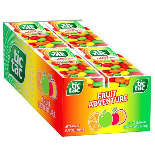 Tic Tac Fruit Adventure Mints, 12 Count, On-the-Go Refreshment, Stocking Stuffers, 1 oz Each