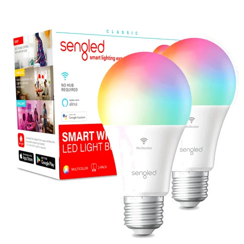 Sengled Smart WiFi Light Bulbs That Work with Alexa & Google Home, No Hub Required, LED Light Bulb A19 Soft White Light (2700K), Multicolor (Pack of 2)