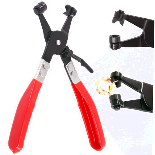 Swpeet 1Pcs Swivel Flat Band Hose Clamp Pliers, Car Water Pipe Locking Pliers Hose Clamp Plier Perfect for Hose Installations of Low Radiators Ring-Type or Flat-Band Hose Clamps