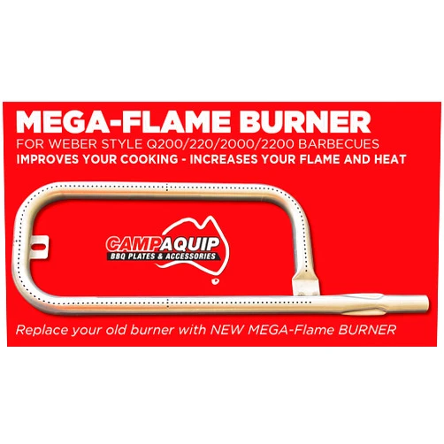 Campaquip Grill Burner Replacement for Weber Q Series Q200, Q220, Q2000, Q2100 - Stainless Steel Grill Burner Tube Pipe Part for Weber Grill