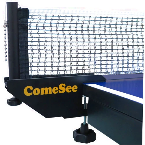 Comesee Professional Table Tennis Ping Pong Net Post Set Strength Screw Clamp with Net Clip Insert, 1.65 Inch Width Grip Holder, Tension and Height Adjustable Easy Set Up (Black)