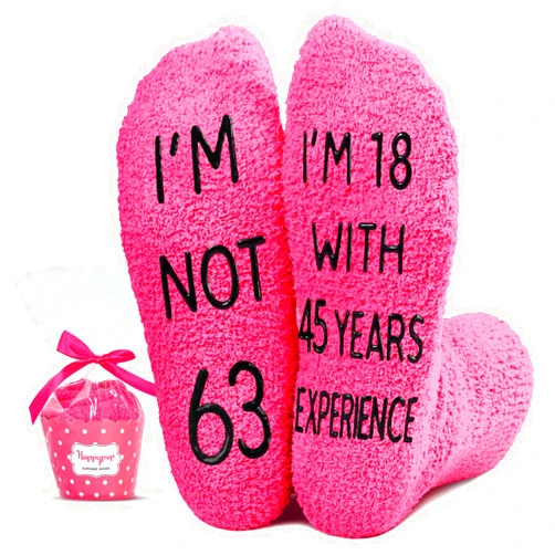 HAPPYPOP 63rd Birthday Gifts Ideas for Women - Socks for 63 Year Olds, 63rd Birthday Socks, Best Gifts for 63 Year Old Woman