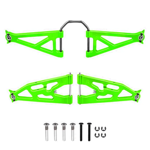 FriHobby Aluminum Front Suspension Arms Set Upper and Lower for Losi Baja Rey Upgrades, Replaces LOS234004 (Green)