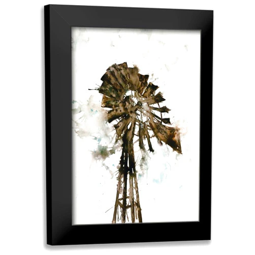 ArtDirect - White Ladder 13x18 Black Modern Framed Art Print Titled: Watercolor Windmill