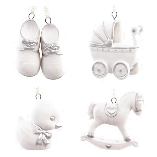 Hallmark Keepsake 2017 Welcome Baby Mini Porcelain Premium Christmas Ornaments, Set of 4