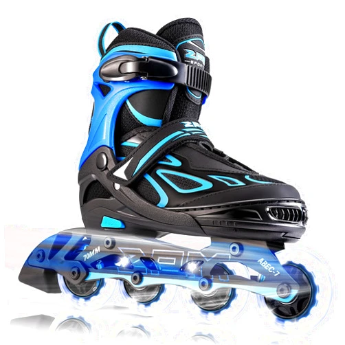 2PM SPORTS Vinal Girls Adjustable Flashing Inline Skates, All Wheels Light Up, Fun Illuminating Skates for Kids Men Adult Women and Boys