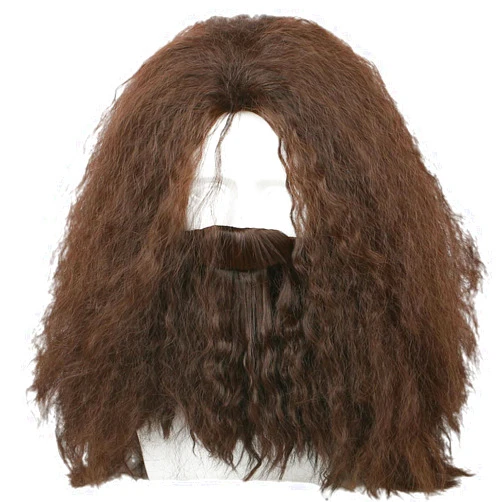 Coslive Halloween Wig with Beard Cosplay Costume Adult Men Brown Long Curly Hair Accessories