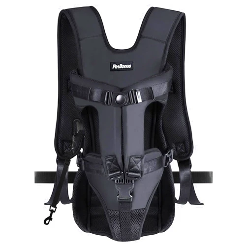 PetBonus Pet Front Dog Carrier Backpacks, Adjustable Dog Backpack Carrier, Legs Out Easy-fit Dog Chest Carrier for Medium Small Dogs, Hands Free Dog Front Carrier for Hiking, Cycling (Black, S)