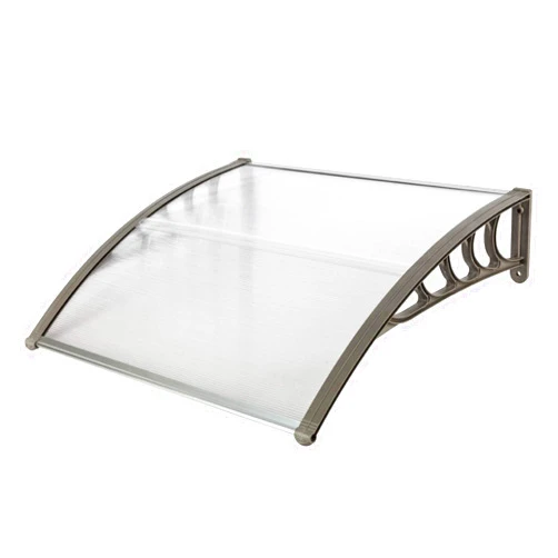 Flandre Patio Door Window Awning Canopy, Polycarbonate Cover Front Door Outdoor Patio Awning Canopy UV Rain Snow Protection Hollow Sheet (40In x 40In, White Canopy/Gray Bracket), HT-100