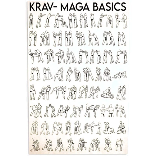 Generic Krav Maga Basics - Fighting Knowledge Unframed Series - Top Fighting Techniques, Self-Defense, Gun Disarming Techniques - Style Hand-Painted Black And White Prints On Clear Canvas Poster 30 X 30 Cm