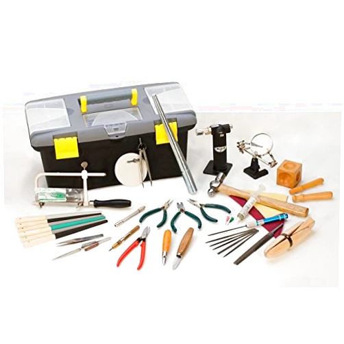 PMC Supplies LLC Jeweler's Complete Hand Tool Value Set Polishing Torch Ring Tool Tweezers Solder Plier Dapping Metal Forming Kit