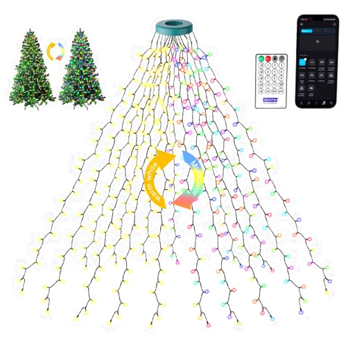 TOPPORTED 400 LEDs Christmas Tree Lights,LED Christmas Lights with 17 Light Modes ,Timer& Memory Function,Remote & APP Control,16 Strands 6.6FT String Light for Wedding,Home Party,Xmas Tree Decor,Multicolor