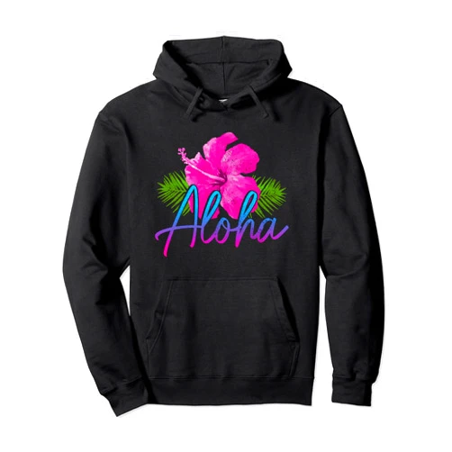We Love Hawaii - Aloha Apparel Co. Aloha Hawaiian Islands Hawaii Surf Hibiscus Flower Surfer Pullover Hoodie