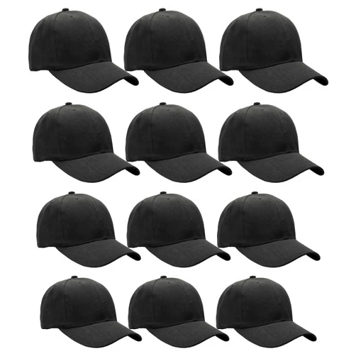 Falari Wholesale Bulk Lot 12-Pack Baseball Cap Adjustable Size Plain Blank Solid Color