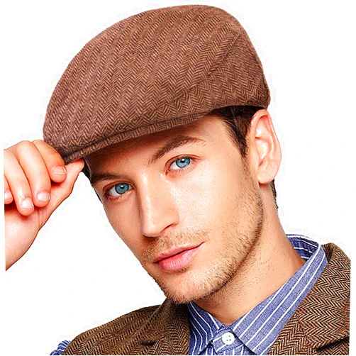 LADYBRO Men Ivy Hat Newsboy Cap - Classic Wool Blend Tweed Flat Cap Cabbie Hat Men
