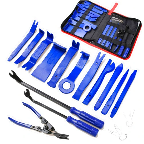 Poraxy 19Pcs Trim Removal Tool, Car Panel Door Audio Dashboard Trim Removal Tool Kit, Auto Clip Pliers Fastener Remover Set, Plastic Pry Tool, Automotive Upholstery Removal Kit