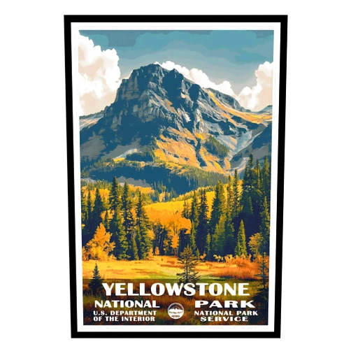 01September Yellowstone Poster, Wall Art, Print - National Park Travel Decor for Living Room (UNFRAMED)