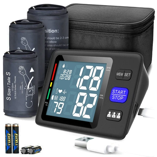 AQESO Blood Pressure Machine Upper Arm, 3 Size Cuffs, S, M/L and XL, Small 7