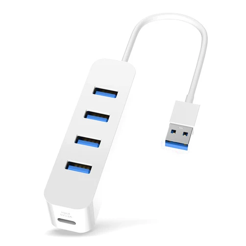 Upgrow USB 3.0 Hub with Power Port 4-Port USB Hub with 5 Gbps USB Splitter for Laptop MacBook, Mac Pro, Mac Mini, iMac, Surface Pro, XPS, PC, Flash Drive, Mobile HDD-White