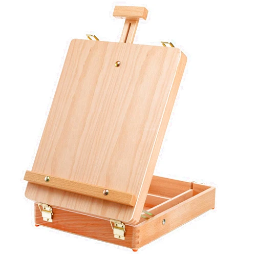 DEAYOU Wood Tabletop Easel Storage Box, Beechwood Portable Sketchbox for Painting, Adjustable Wooden Desktop Drawing Easel Case for Art Supplies, Painters, Adult, Student, Artist, Beginner