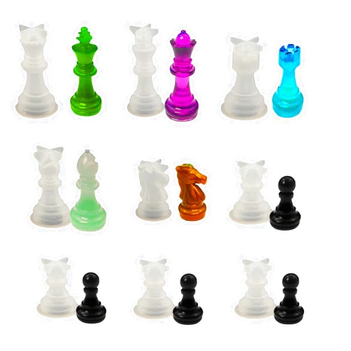 HOINCO 9 Pcs Chess Resin Mold, 3D Silicone Chess Resin Mold,Set Chess Pieces Silicone Molds for DIY Art Crafts Making,Family Party Board Games and Home Decoration