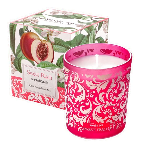 ROMIIE ZOI Scented Candle - Sweet Peach - 6oz Aromatherapy Soy Wax Jar Candle for Home, Gifts for Women - 170g