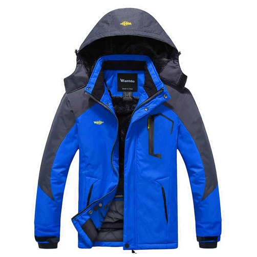 wantdo Men's Mountain Waterproof Ski Jacket Windproof Rain Jacket Winter Warm Hooded Coat