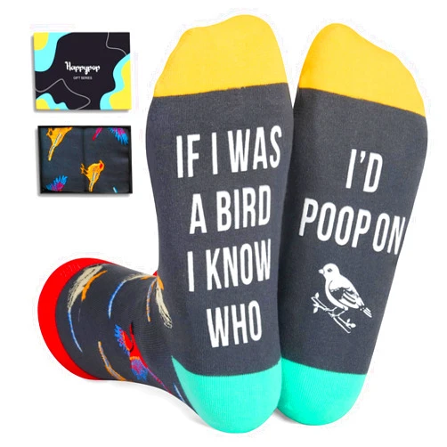 HAPPYPOP Unisex Funny Novelty Crazy Socks for Men Women Teens, Animal Lover Gifts Bird Butterfly Socks