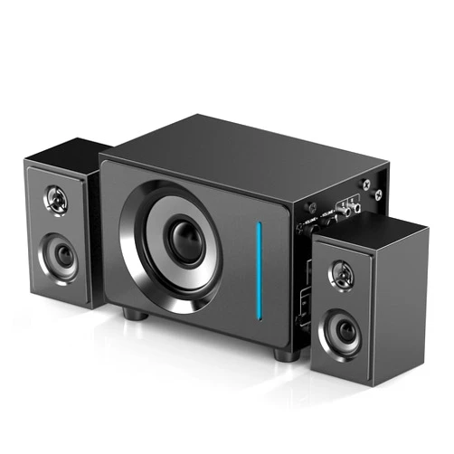 Elimavi MM1208 2.1 Multimedia Speaker System with 5.5 inches Subwoofer, Support 3.5mm Input, Wood Enclosure, 60W, Black