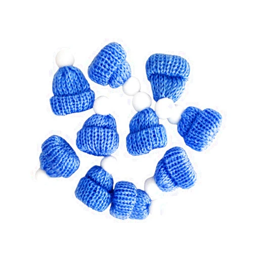 PRETYZOOM Christmas Mini Knitting Hats Mini Santa Doll Hat Lollipop Hats Decors Mini Wine Bottle Hat for Christmas DIY Craft Decoration 10pcs (Light Blue)