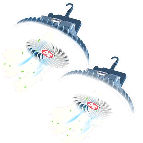 XTAUTO Portable Camping Fan with LED Lantern XTAUTO USB Rechargeable Waterproof Tent Fan with Hanging Hook Magnet Survival Kits for Indoor Outdoor Hiking Car Office Desk Outdoor Emergency Power Outage 2-pack