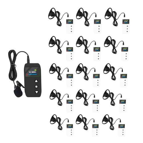 PANDAAR Tour Guide System,Wireless Tour Guide Microphone and Speaker for Group Communication,Church Translation System 328ft range,Easy to Use,1 Transmitter 15 Receivers