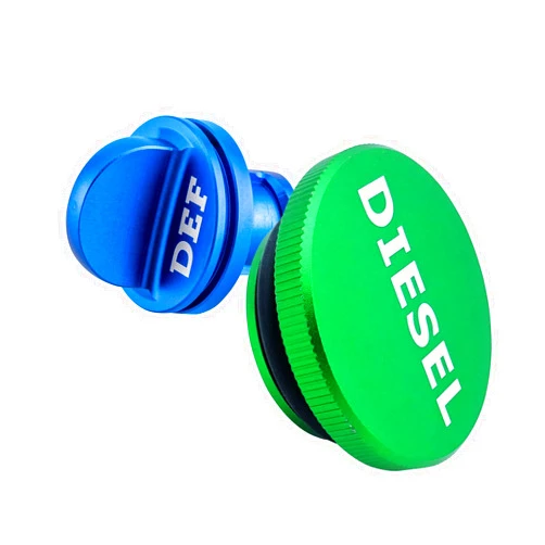 Wsays Magnetic Billet Aluminum Blue Diesel Exhaust Fluid Cap/DEF Cap & Green Fuel Cap Compatible with Dodge Ram Cummins EcoDiesel 1500/2500/3500/4500/5500 2013-2018 Pick-up Truck