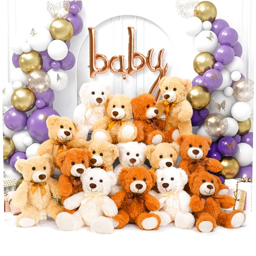 MaoGoLan 15 Pack Teddy Bears Bulk for Baby Shower, 14 in Small Teddy Bear Plush Toy, Mini Stuffed Bears Bulk for Kids Girlfriend, Wholesale Small Bear for Wedding, Birthday, Christmas