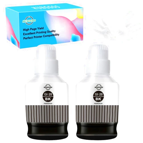 Hunggoo GI-20 Black Ink Bottle Compatible Replacement for Canon GI-20 GI20 Ink Bottles Refills Kit for Canon G6020 G7020 G5020 Printers, 170mL GI20 Black Ink Bottles 2 Pack