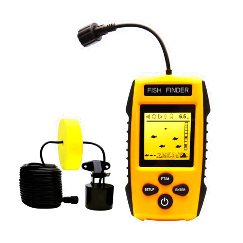 Yoocylii Handheld Fish Finder Portable Fishing Kayak Fishfinder Fish Depth Finder Fishing Gear with Sonar Transducer and LCD Display