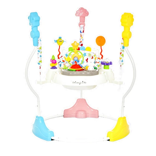 Dream On Me 2-in-1 Baby Activity Center & Bouncer Jumper, 360° Rotating Seat, 3-Height Adjustable, 12 Melodies with Lights & Interactive Toys, Promotes Early Development - Star Print