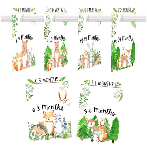Hadley Designs 6 Woodland Hanger Dividers Baby Closet Size Dividers - Baby Essentials For Newborn Essentials, Baby Closet Dividers, Baby Closet Organizer For Nursery Organization, Nursery Closet Dividers Neutral