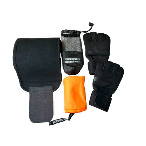 Generic Hybrid Gym Punching Bag & Weight Lifting Workout Unisex Set (Pack of 3) Muay Thai Martial Arts, Kickboxing. Included RDX Boxing Inner Gloves Hand Wraps, Microfiber Towel 20x47 and Waist Trainer Belt