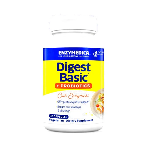 Enzymedica, Digest Basic + Probiotics, Gentle Digestive Enzymes with 400 Million CFU Active Cultures per Capsule, 30 Capsules