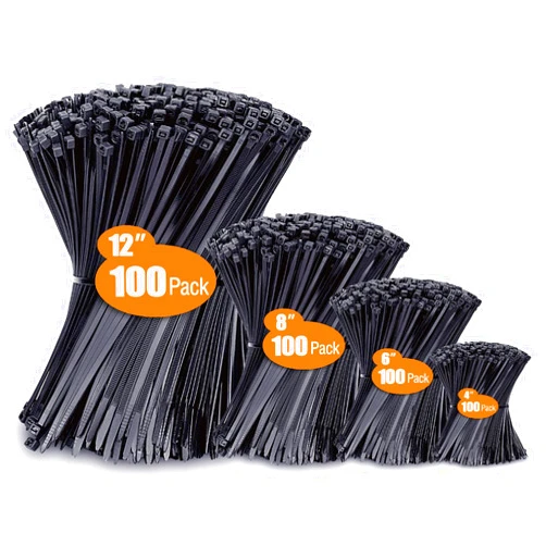 ANOSON Zip Ties Assorted Sizes(4”+6”+8”+12”), 400 Pack, Black Cable Ties, UV Resistant Wire Ties by ANOSON