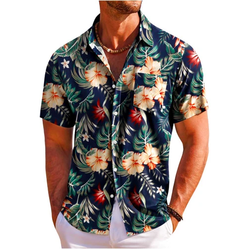 COOFANDY Men's Hawaiian Shirt Short Sleeve Floral Button Down Shirts Tropical Holiday Beach Shirts