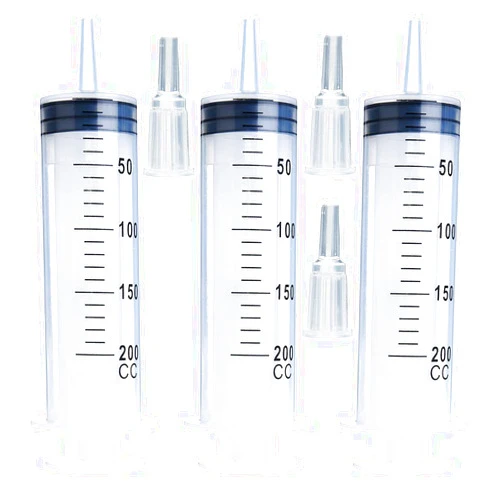 A AKRAF AKRAF 3 Pack 200ml Syringe for Scientific Labs, Refilling, Measuring