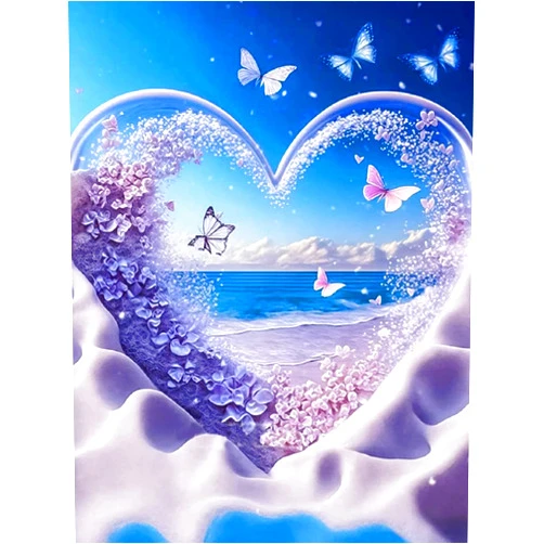 JYLMOOD Love Butterfly Landscape 5D Diamond Painting Kits for Adults Beginners,DIY Art Painting Wall Decoration for Gifts,DIY Painting for Adults' Paint-by-Number Kits Mosaic Making (12x16 inch)