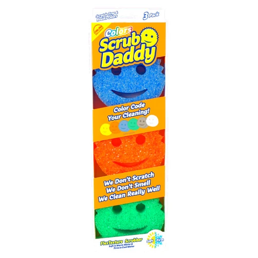 Scrub Daddy Color Sponges - Scratch-Free Multipurpose Dish Sponges for Kitchen, Bathroom + More - Household Cleaning Sponges Made with BPA-Free Polymer Foam (3 Count)