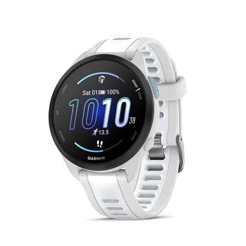 Garmin Forerunner 165 Music, Running Smartwatch, Colorful AMOLED Display, Training Metrics and Recovery Insights, Music on Your Wrist, Whitestone