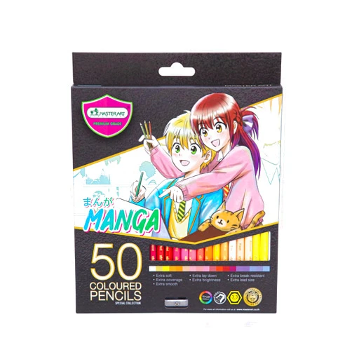 MASTERART Colored Pencils 50 Colors MANGA SET Special Collection for Kids and Adults Coloring